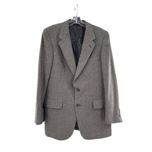 Christian Dior Houndstooth Blazer Jacket Mens Size L Wool Blend Black/Tan